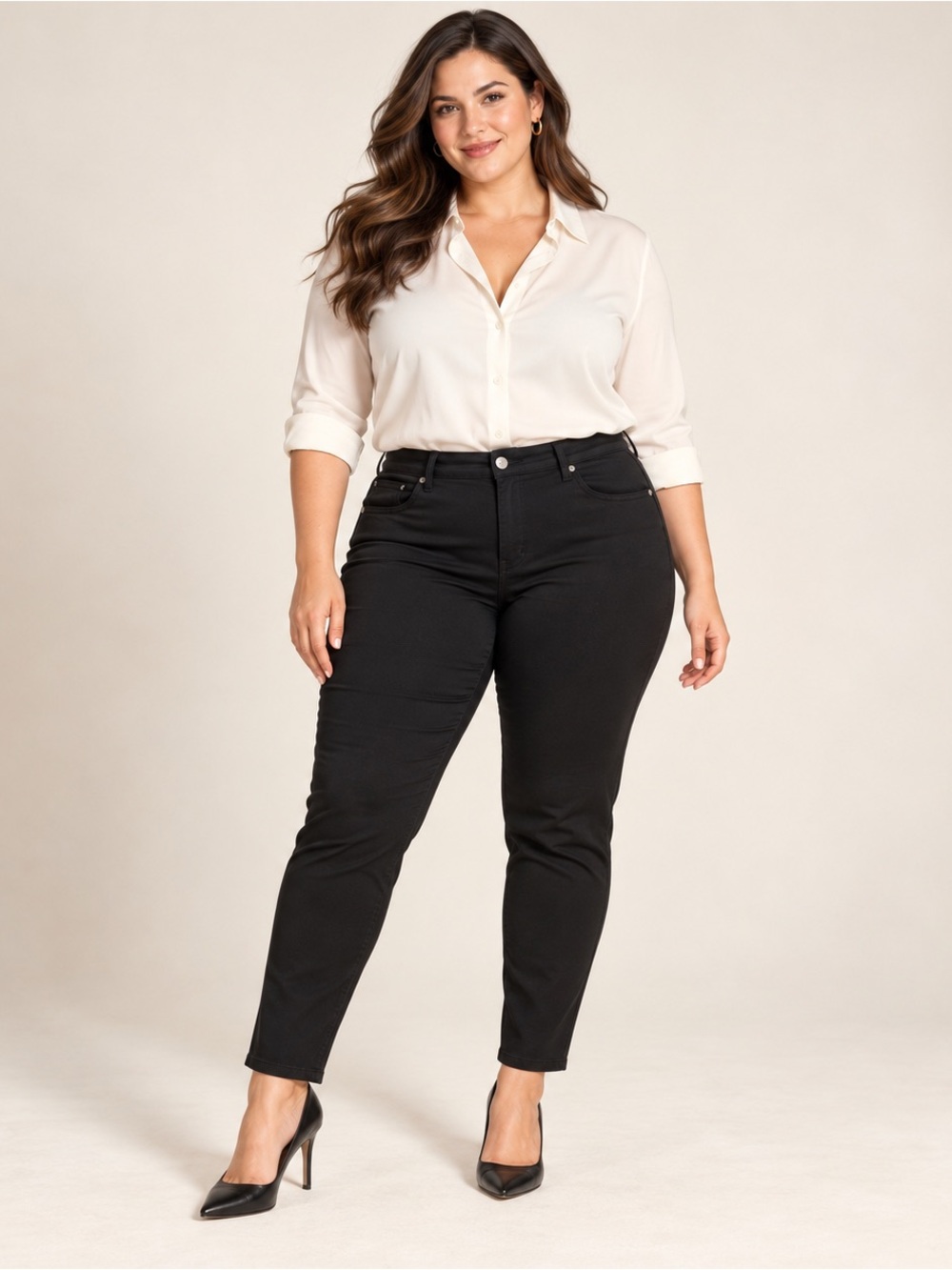 Nine West Black Cigarette Skinny Leg Stretch Pants Plus Size 18W / 34